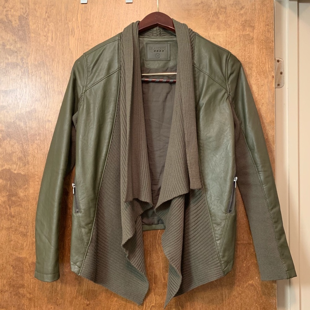 BLANKNYC vegan leather army green jacket